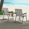 Set of 4 Brown Portable Folding Beach Chair with Steel Frame and Weather-Resistant Webbing for Outdoor Seating
